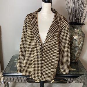 Maggie Sweet Blazer Vintage Plus Size Blazer Jacket 2X Houndstooth Gold …